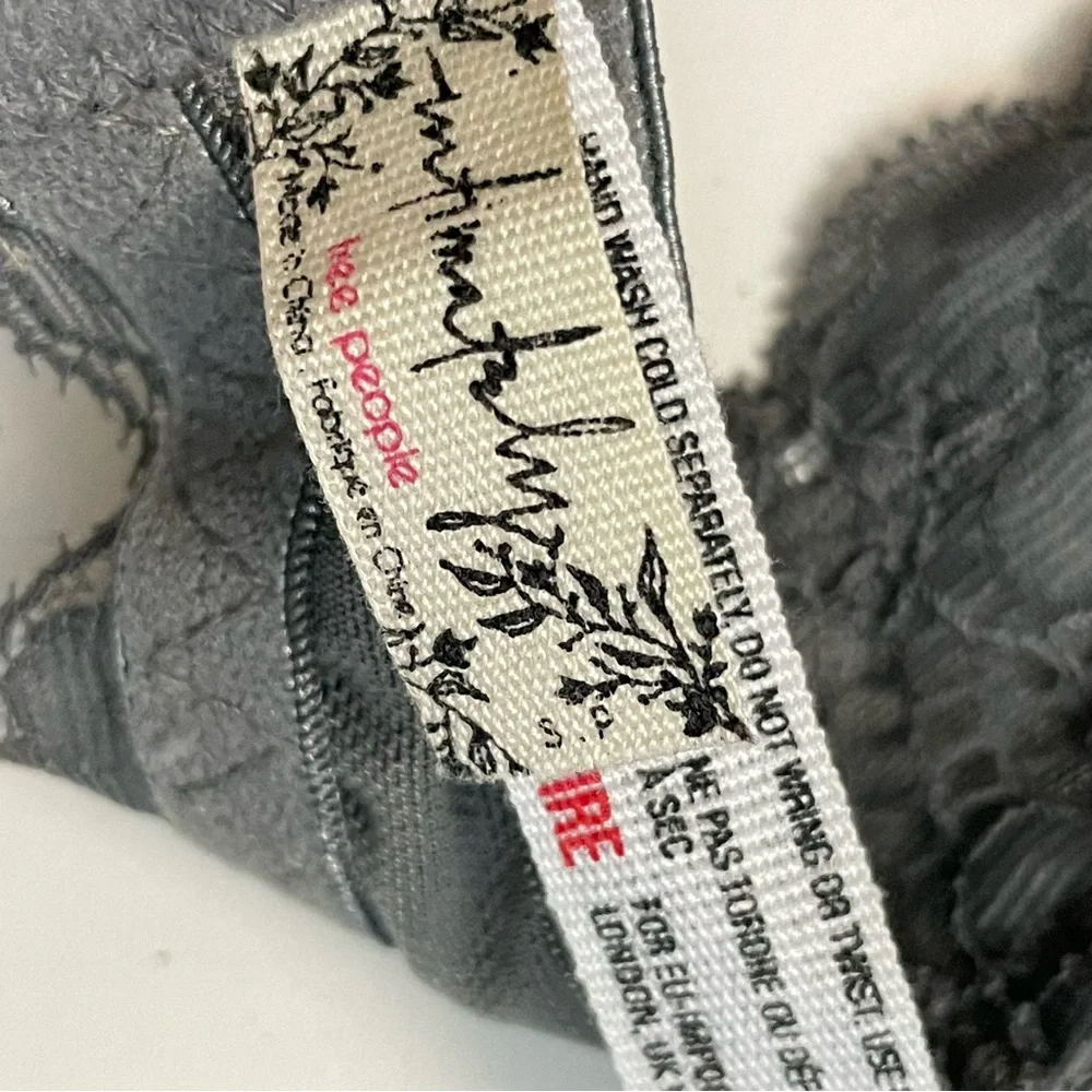 Free People Intimately Bralette Galloon Lace Halter Adjustable Band Floral Grey